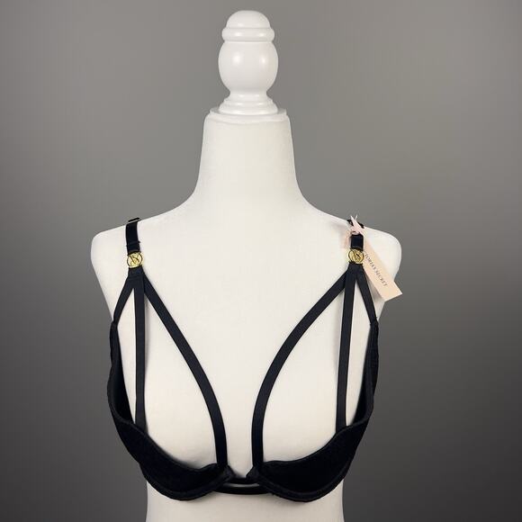 Victoria's Secret Very Sexy Open Cup Unlined Low-Cut Demi Bra Black S-DD NWT - Picture 1 of 5